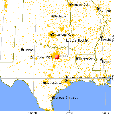 Hutchins, TX (75141) map from a distance