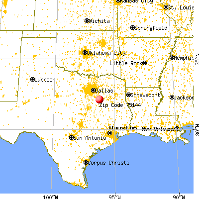 Kerens, TX (75144) map from a distance