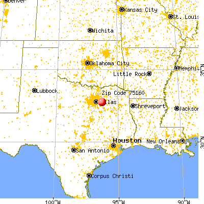 Terrell, TX (75160) map from a distance