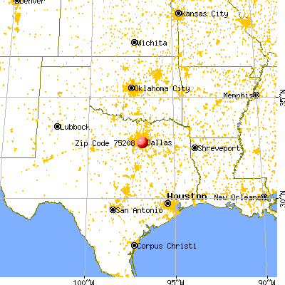 Dallas, TX (75208) map from a distance