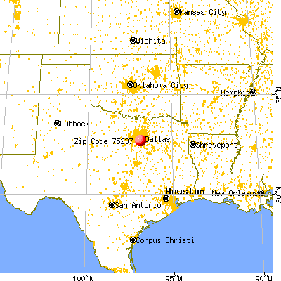 Dallas, TX (75237) map from a distance