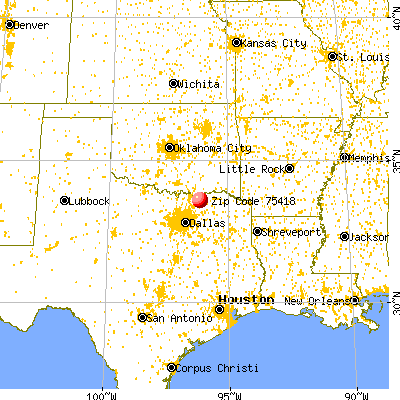Bonham, TX (75418) map from a distance
