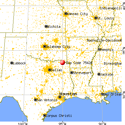 Clarksville, TX (75426) map from a distance