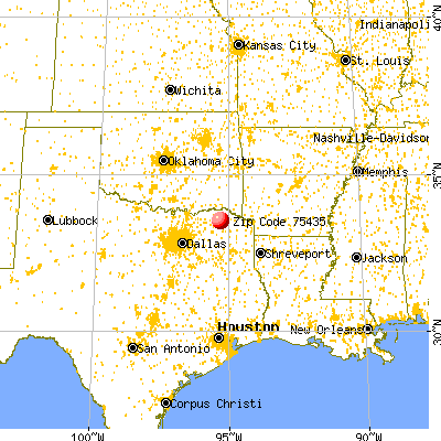 Deport, TX (75435) map from a distance