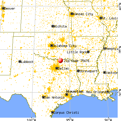 Ravenna, TX (75476) map from a distance