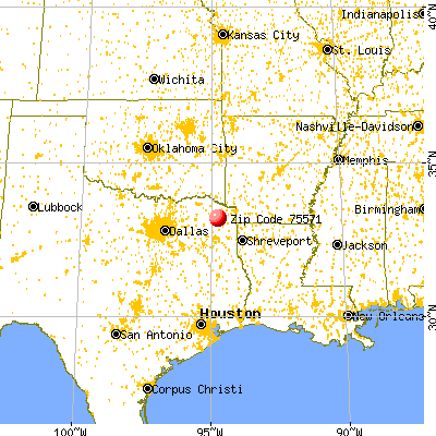 Omaha, TX (75571) map from a distance