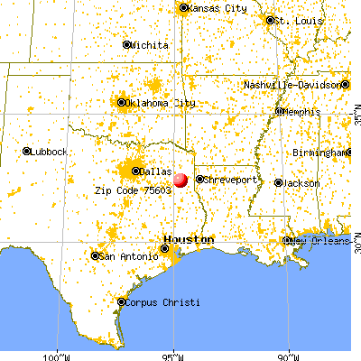 Lakeport, TX (75603) map from a distance