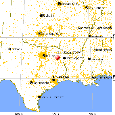 Longview, TX (75604) map from a distance
