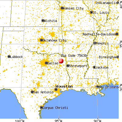 Daingerfield, TX (75638) map from a distance