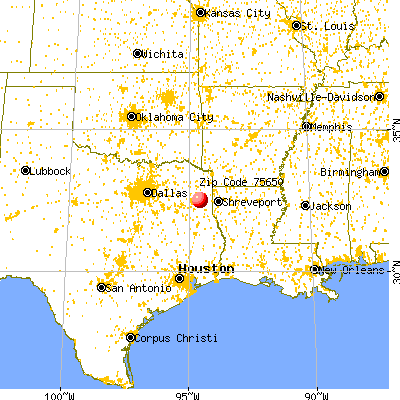 Hallsville, TX (75650) map from a distance