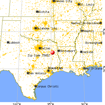 Lake Cherokee, TX (75652) map from a distance