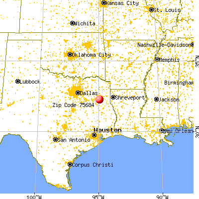 Overton, TX (75684) map from a distance