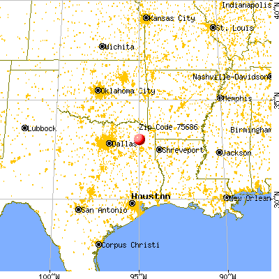 Pittsburg, TX (75686) map from a distance