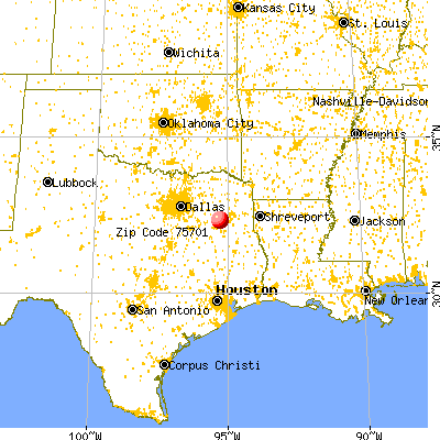 Tyler, TX (75701) map from a distance