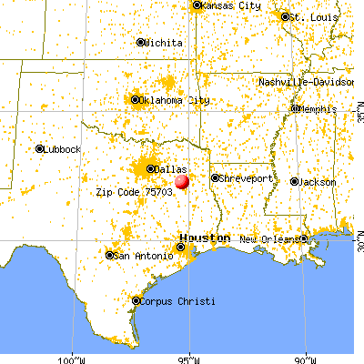 Tyler, TX (75703) map from a distance