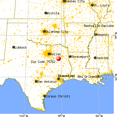 Noonday, TX (75762) map from a distance