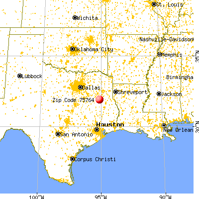Gallatin, TX (75764) map from a distance