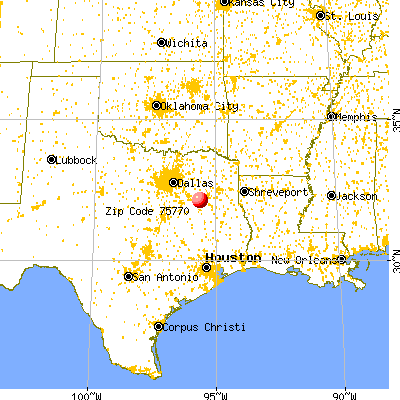 Poynor, TX (75770) map from a distance