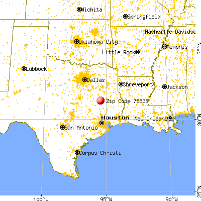 Crockett, TX (75835) map from a distance