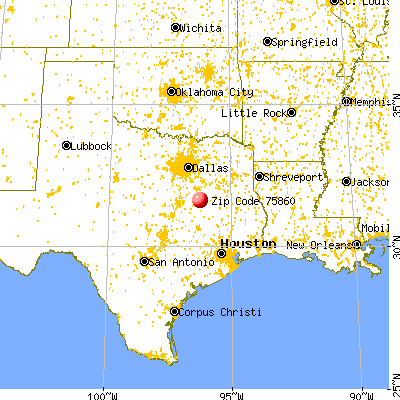 Teague, TX (75860) map from a distance