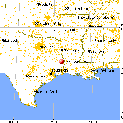 Sam Rayburn, TX (75931) map from a distance