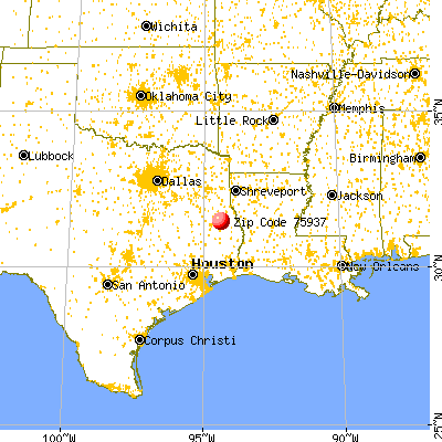 Chireno, TX (75937) map from a distance