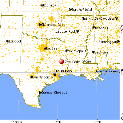 Huntington, TX (75949) map from a distance