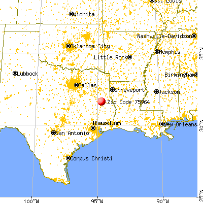 Nacogdoches, TX (75964) map from a distance