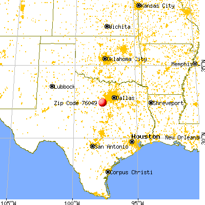Pecan Plantation, TX (76049) map from a distance