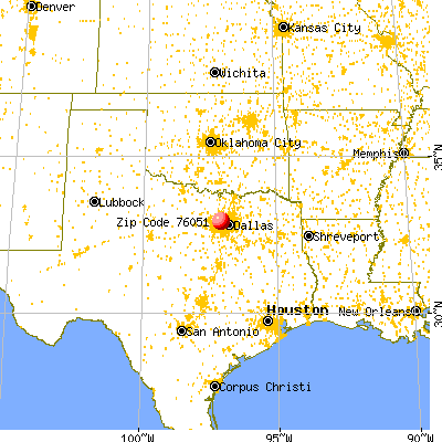 Grapevine, TX (76051) map from a distance