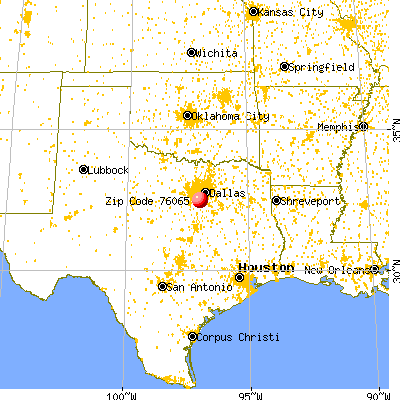 Midlothian, TX (76065) map from a distance