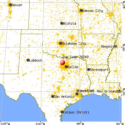 Krum, TX (76249) map from a distance