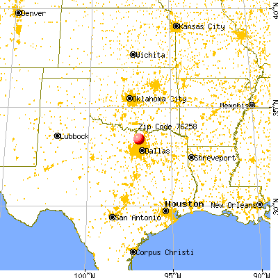 Pilot Point, TX (76258) map from a distance