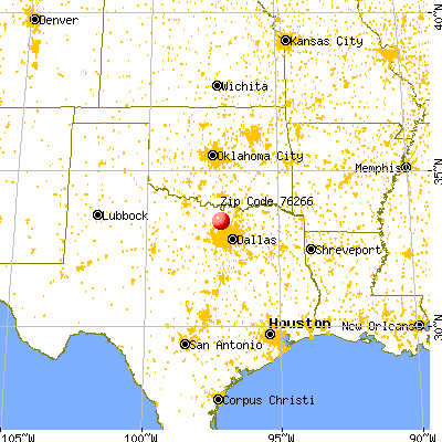 Sanger, TX (76266) map from a distance