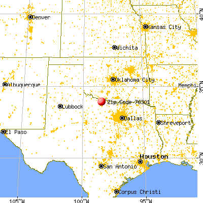 Wichita Falls, TX (76301) map from a distance