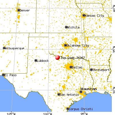 Iowa Park, TX (76367) map from a distance