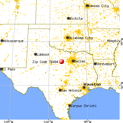 Palo Pinto, TX (76484) map from a distance