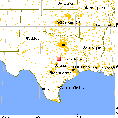 Temple, TX (76502) map from a distance
