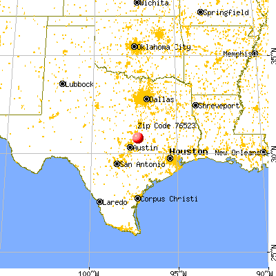 Davilla, TX (76523) map from a distance