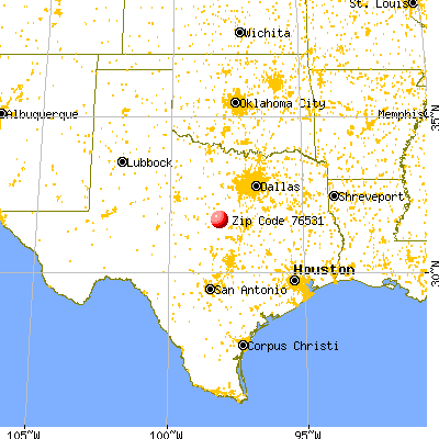 Hamilton, TX (76531) map from a distance
