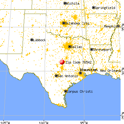 Killeen, TX (76542) map from a distance