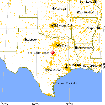 Laguna Park, TX (76634) map from a distance