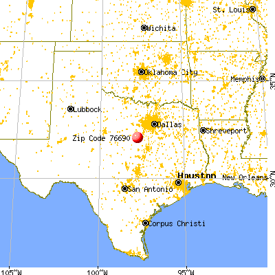 Walnut Springs, TX (76690) map from a distance