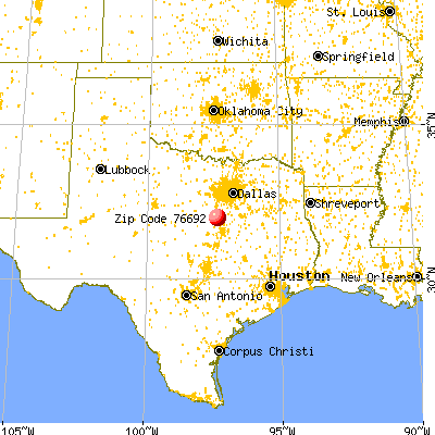 Whitney, TX (76692) map from a distance
