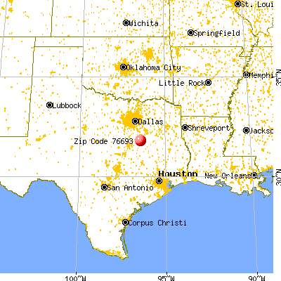 Wortham, TX (76693) map from a distance