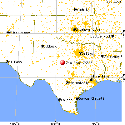 Bangs, TX (76823) map from a distance