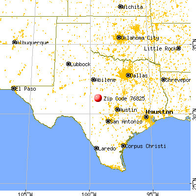 Brady, TX (76825) map from a distance