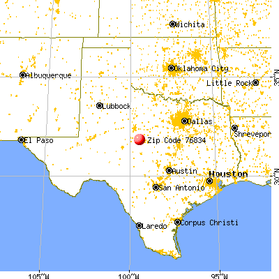 Coleman, TX (76834) map from a distance