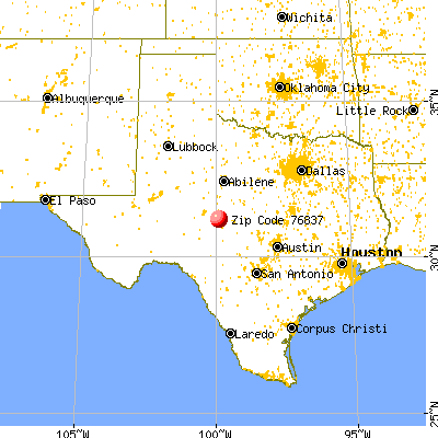 Eden, TX (76837) map from a distance