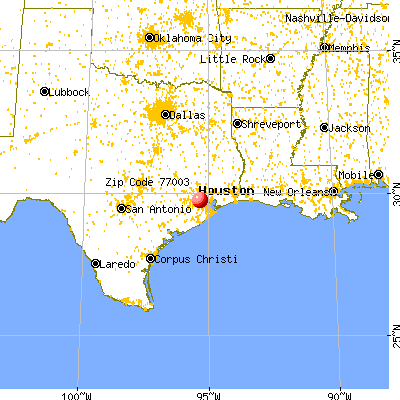 Houston, TX (77003) map from a distance
